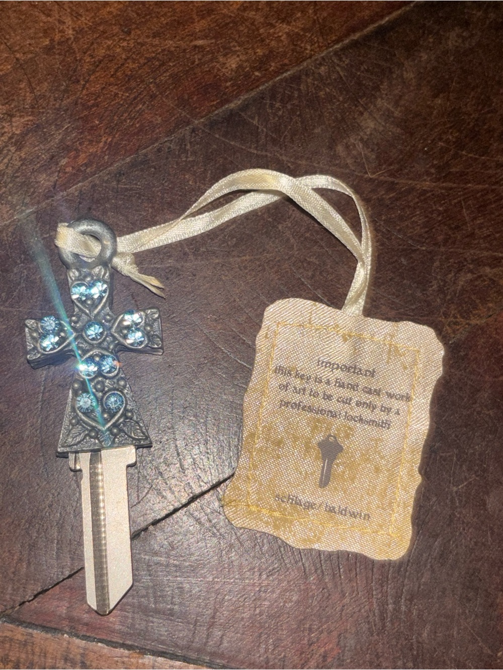 Designer Christian Blue Jewels Blank Customizable Silver Cross Couture Key